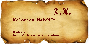 Kolonics Makár névjegykártya